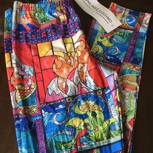 Stained glass pattern Beauty & the Beast leggings